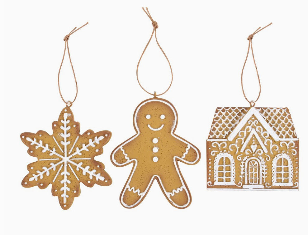 Set of 3 Hanging Christmas Gingerbread Ornaments