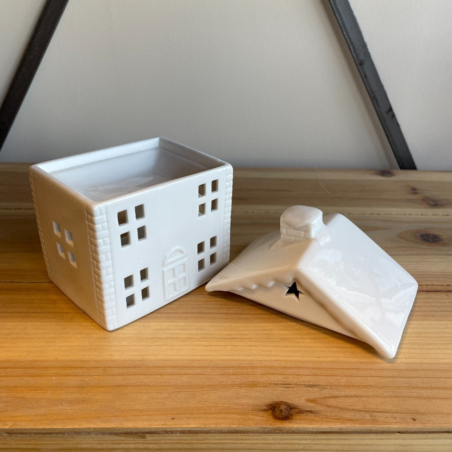 White Ceramic Snowy House Burner