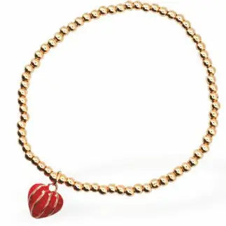Dainty Red & Gold Heart Bracelet
