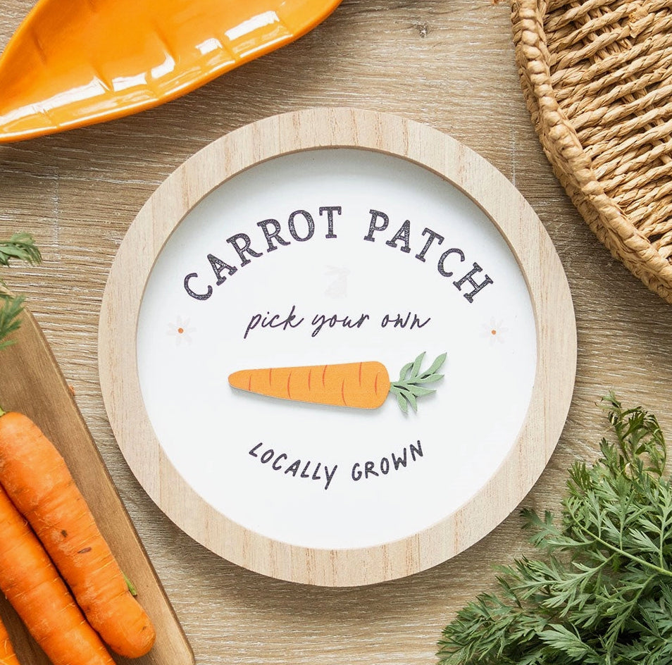 Carrot Patch Round Wooden Wall Plaque