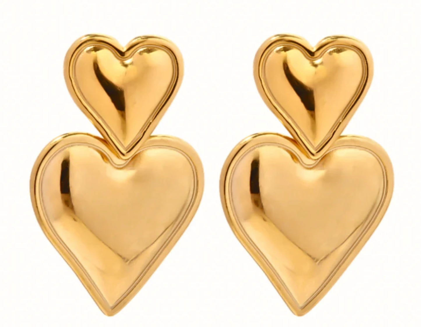 Double Heart Stud Earrings