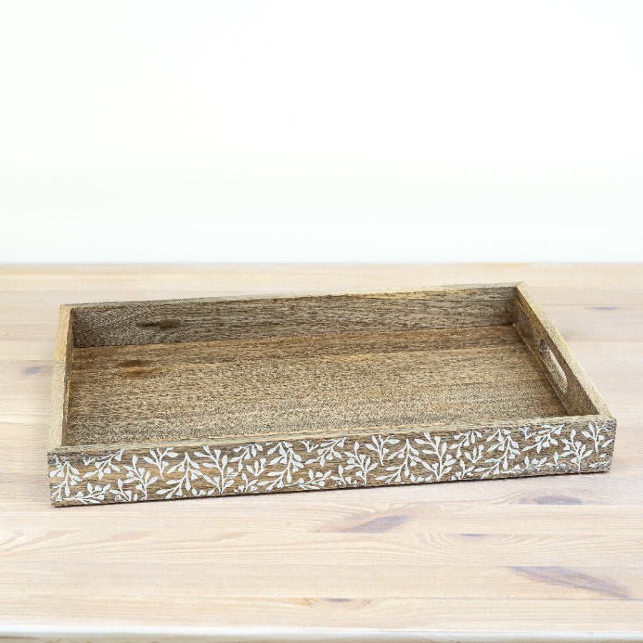 Floral Mango Wood Tray