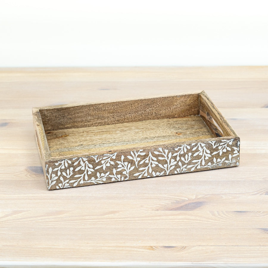 Floral Mango Wood Tray