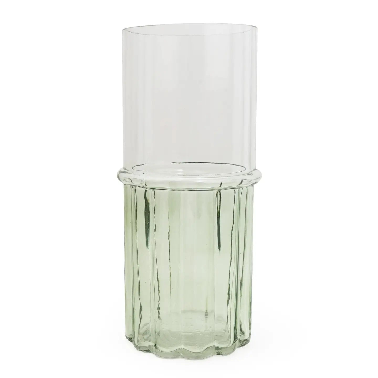 Green Two Tone Glass Cylinder Vase Medium