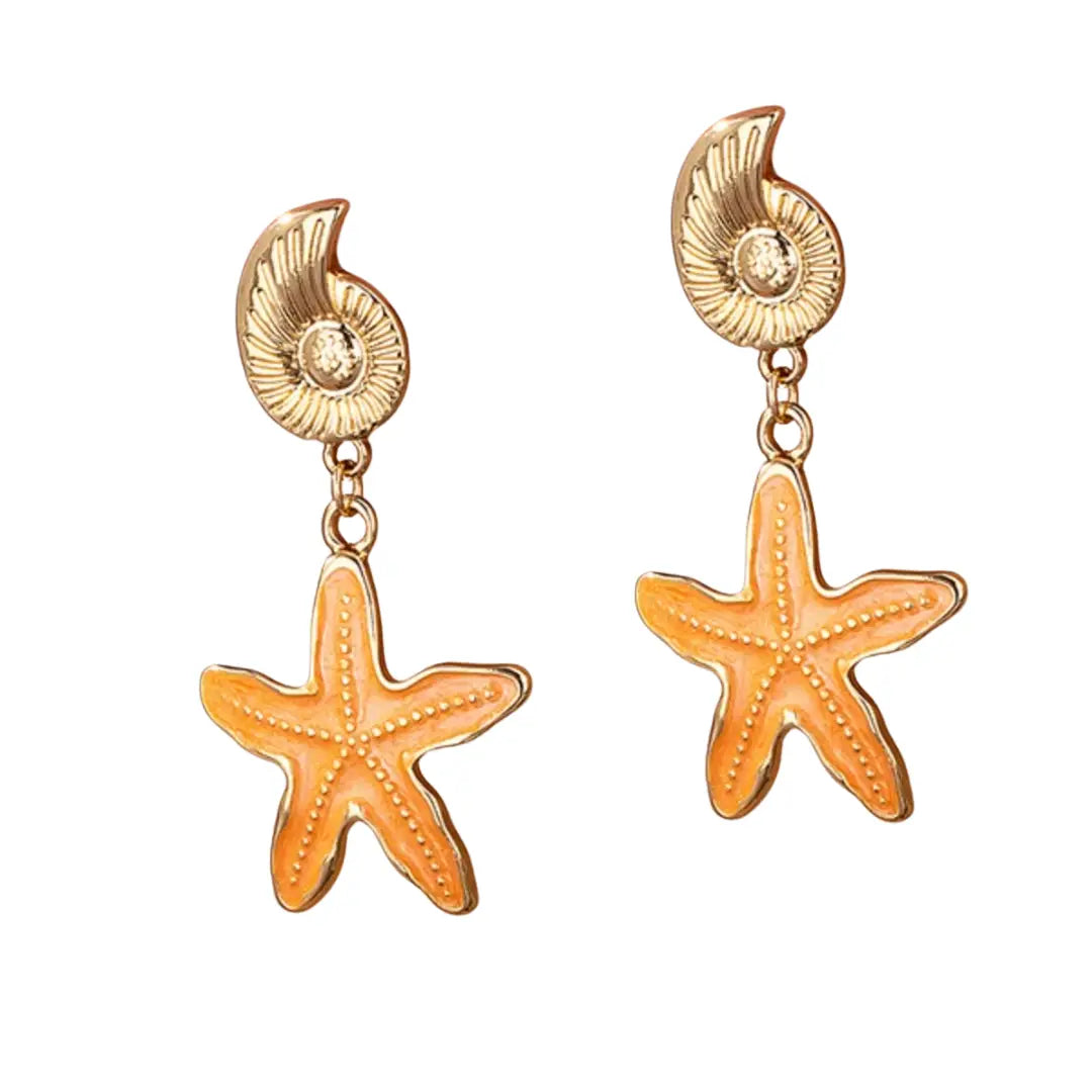 Starfish & Shell Earrings Orange