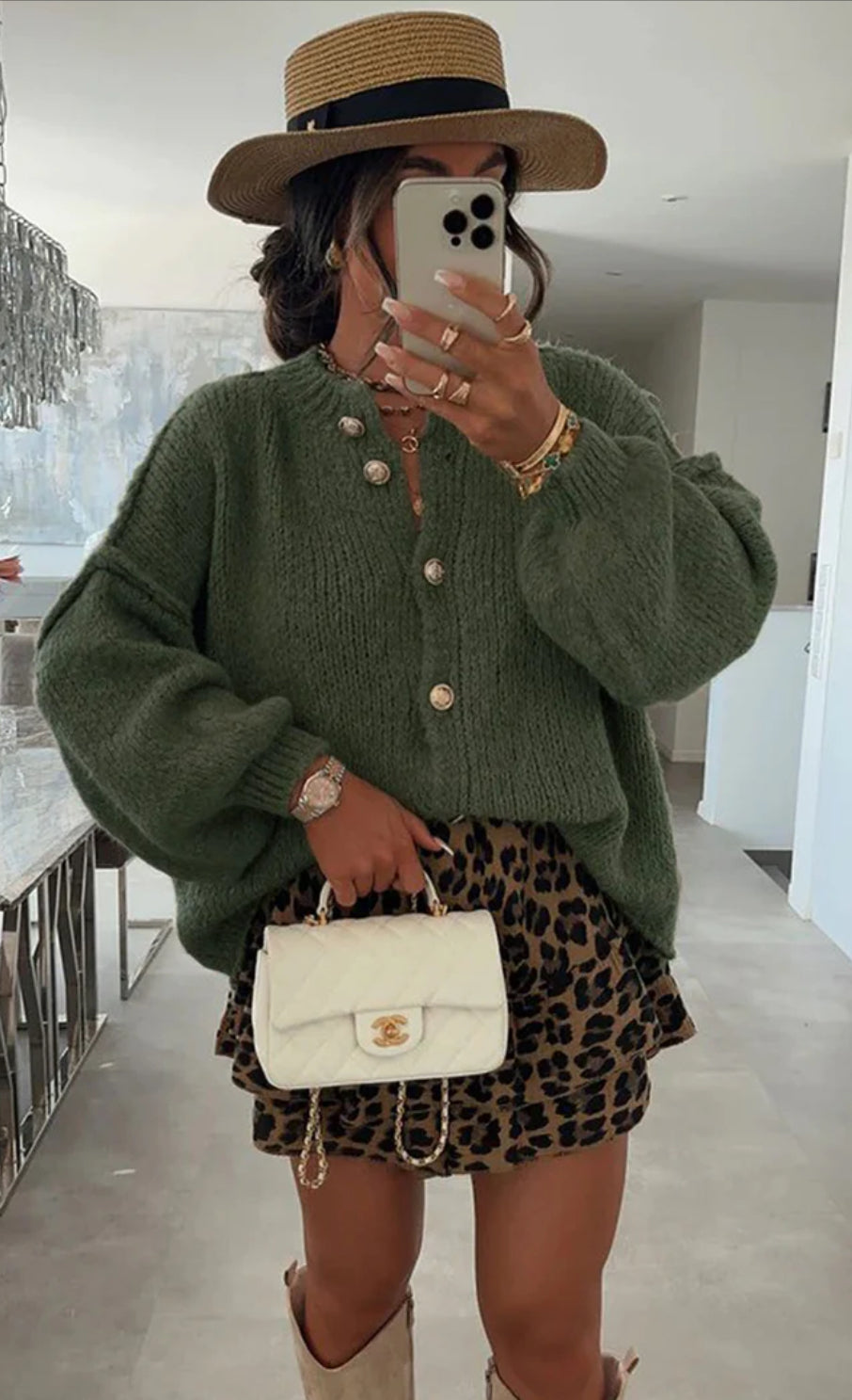 Khaki Oversized Cardigan