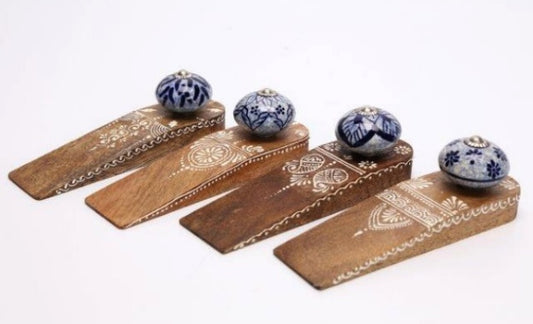 Blue Wooden Doorstop