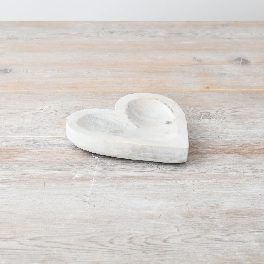 White Wooden Heart Dish