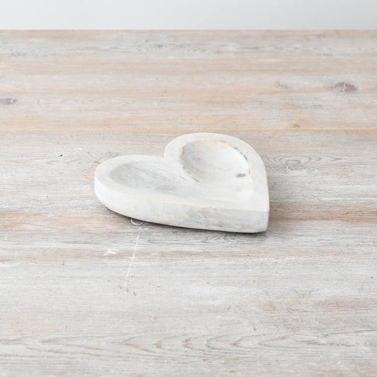 White Wooden Heart Dish