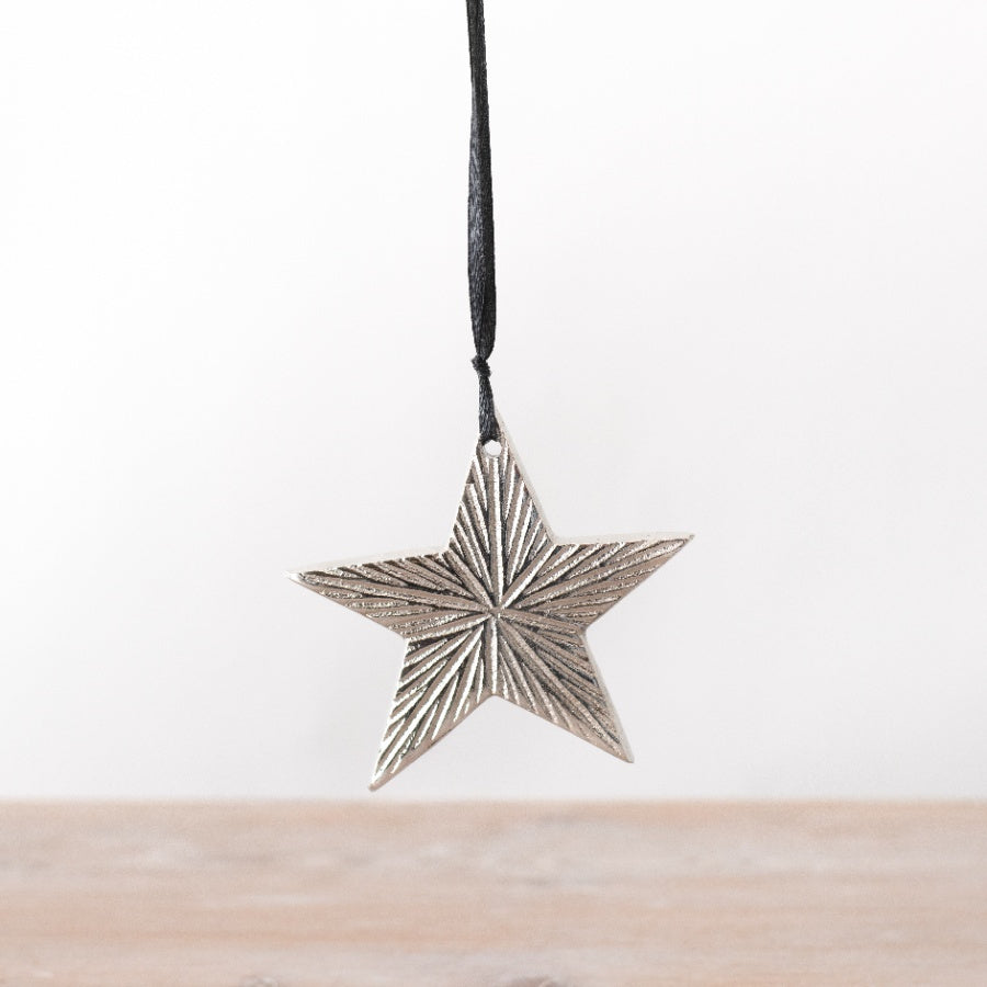 Silver Hanging Star Decoration