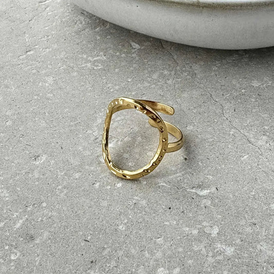 Dimpled Circle Open Ring