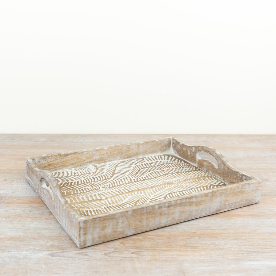 White Wash Wooden Tray
