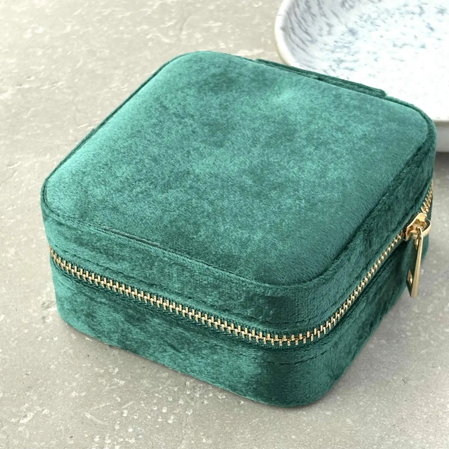 Square Jewellery Storage Box Green