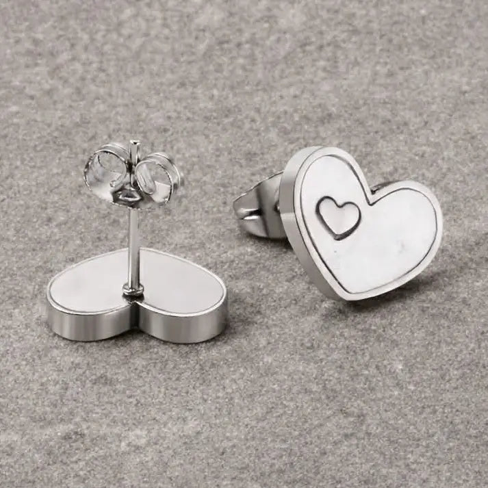 Pearlescent Double Heart Studs