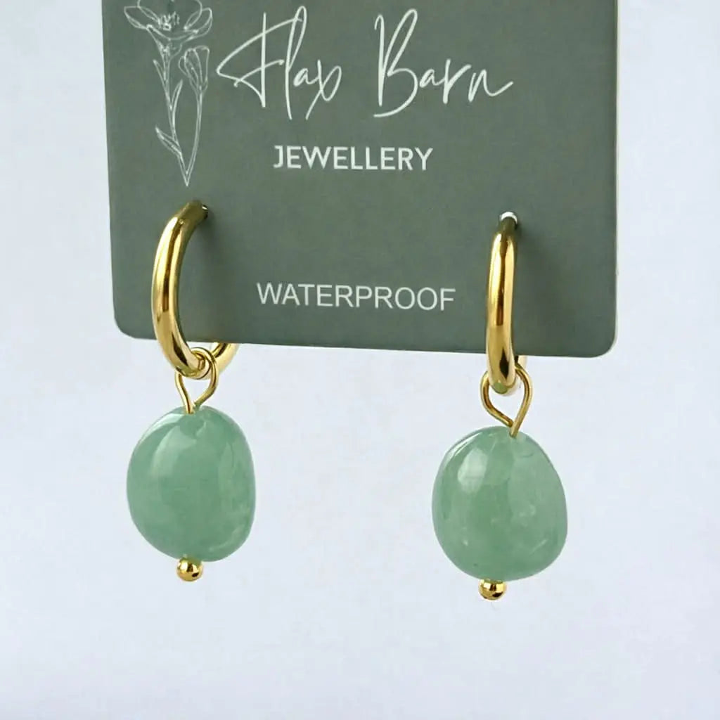 Gemstone Drop Huggies Jade