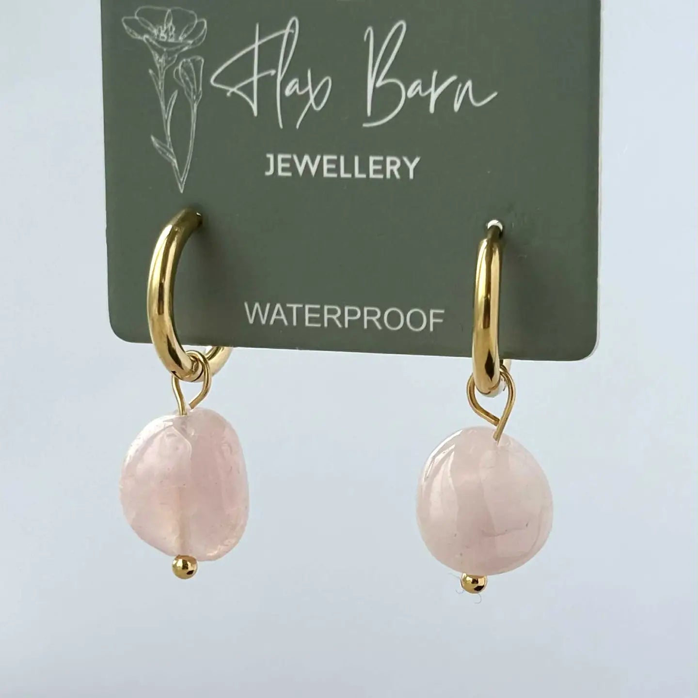 Gemstone Drop Huggies Rose Quartz