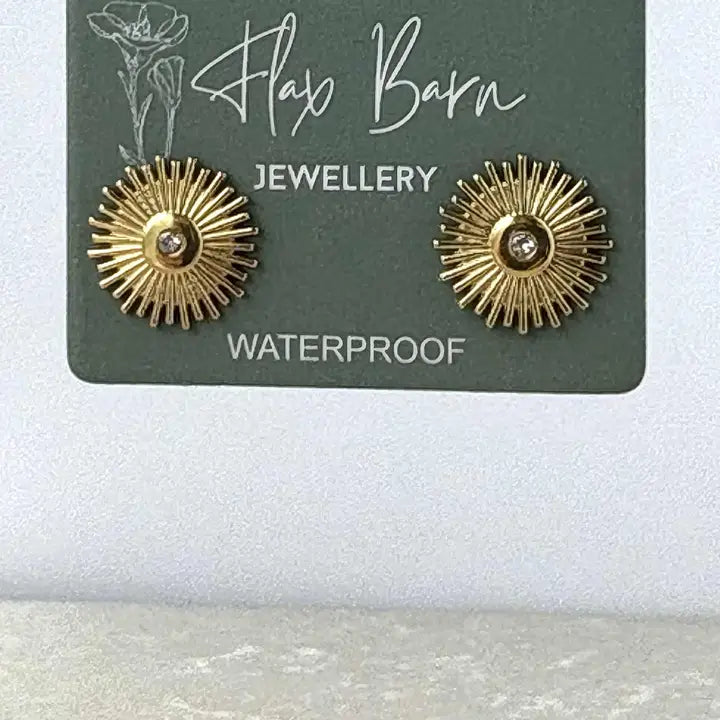 Sunburst Zirconia Stud Earrings