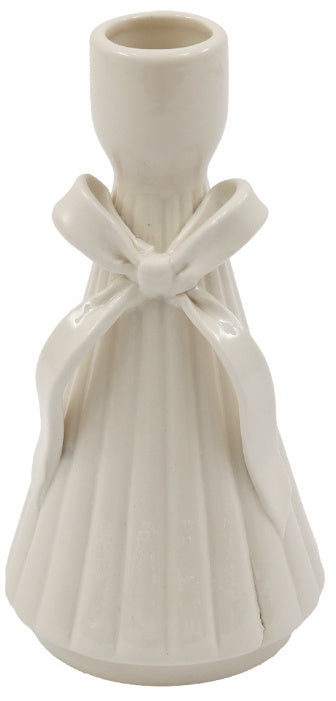 Cream Bow Bud Vase / Candle Stick Holder