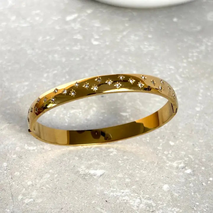 Celestial Hinged Bangle Gold