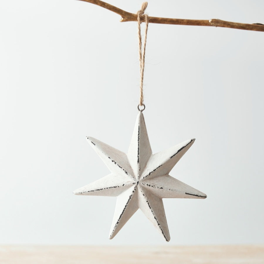Rustic White Hanging Star