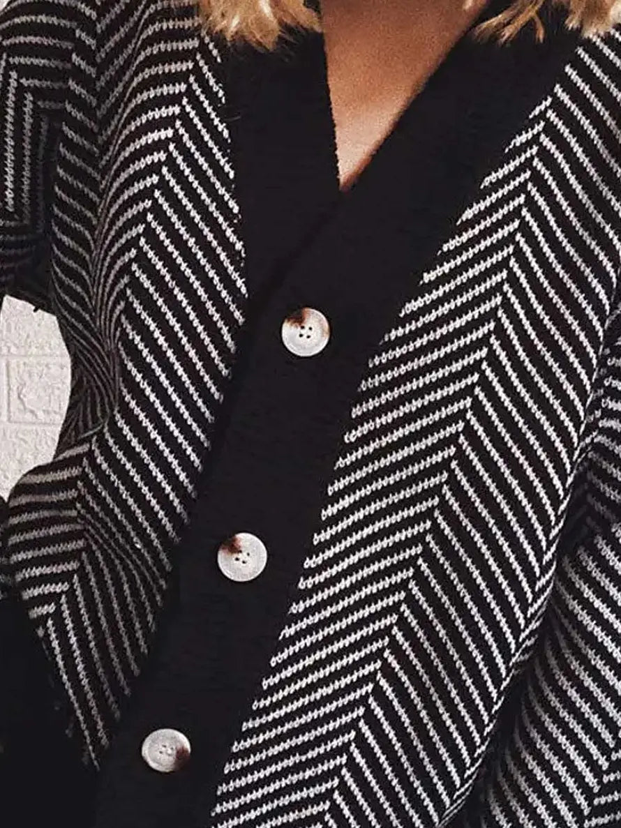 Black Striped Cardigan