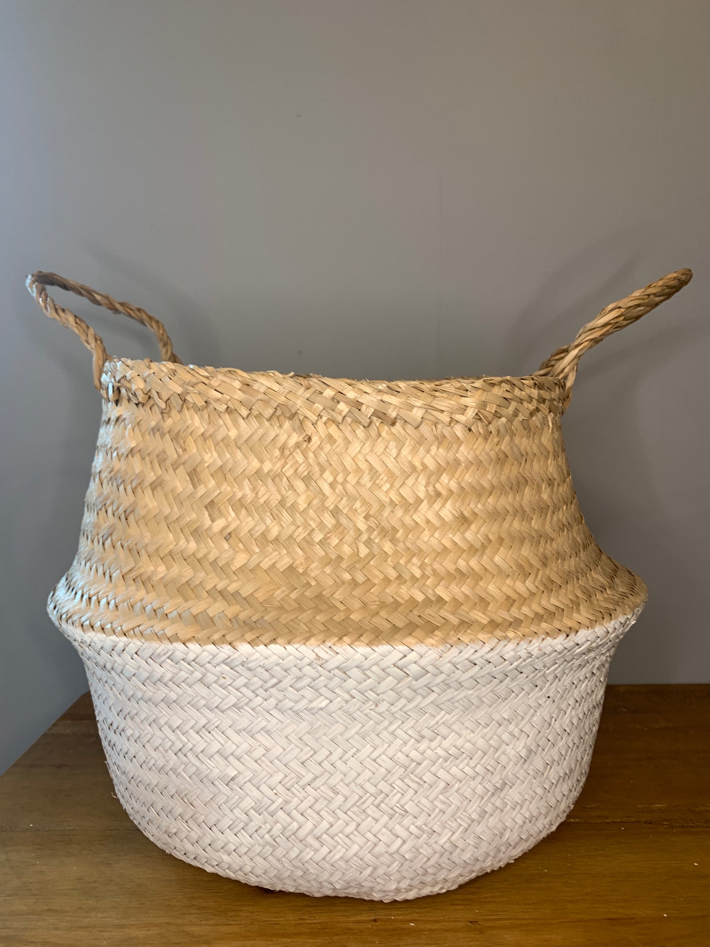 White Dipped Seagrass Belly Basket