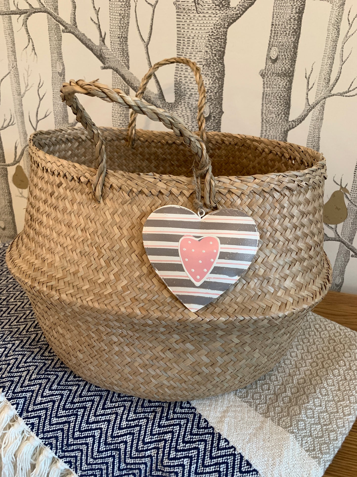 Metal Stripey Heart Hanger