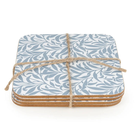 Leafy Trellis Blue Coasters
