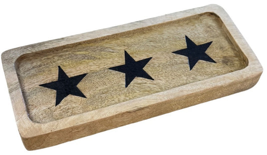 Wooden Tray With Star Design