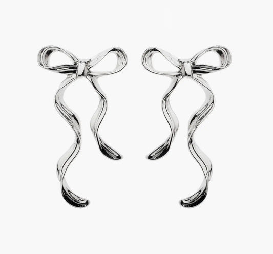 Elegant Bow Earrings Silver