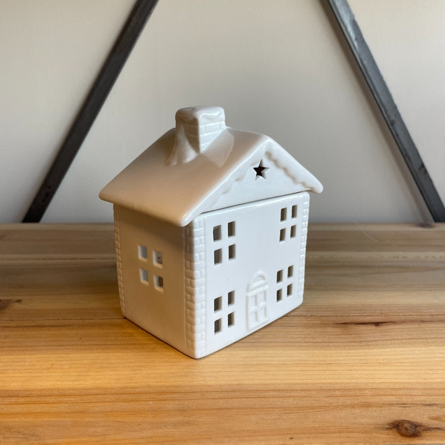 White Ceramic Snowy House Burner
