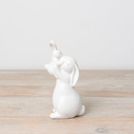 White Ceramic Kissing Bunny