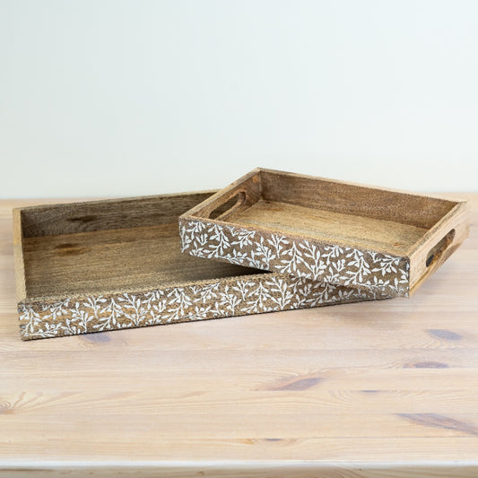 Floral Mango Wood Tray