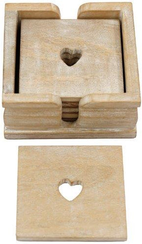 Set of Wooden Heart Coasters
