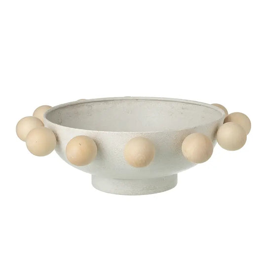 Cream Bowl With Wooden Ball Detail