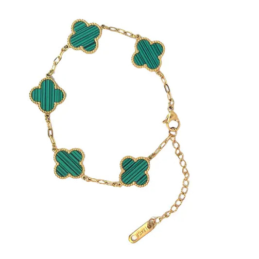 Green Four Leaf Clover Double Sided Bracelet