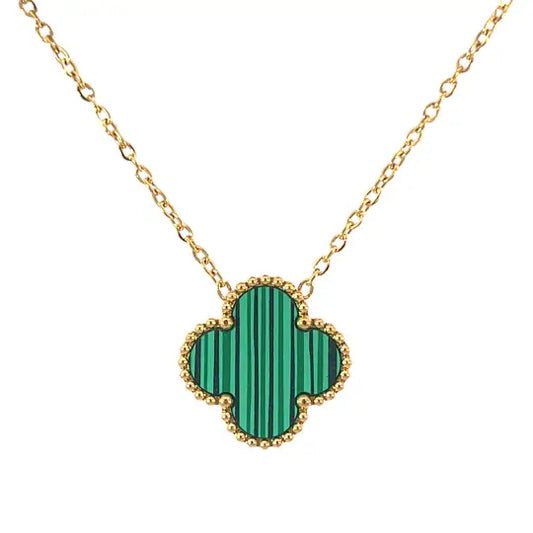 Green Four Leaf Clover Pendant Necklace