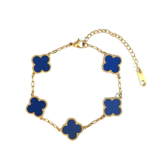 Royal Blue Four Leaf Clover Double Sided Bracelet