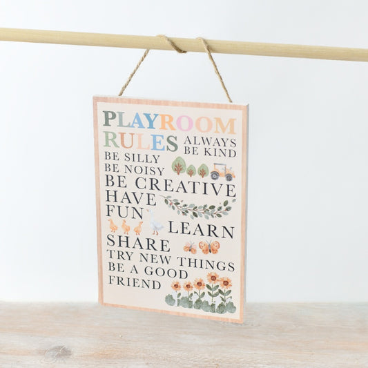 Playroom Rules Wooden Plaque