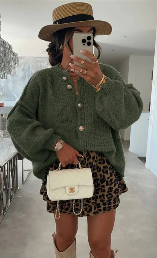 Khaki Oversized Cardigan