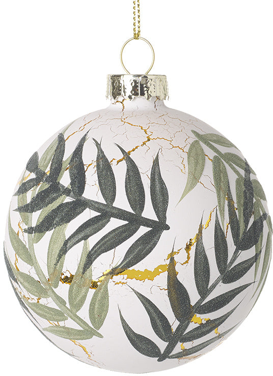 Gold & Green Leaf Bauble