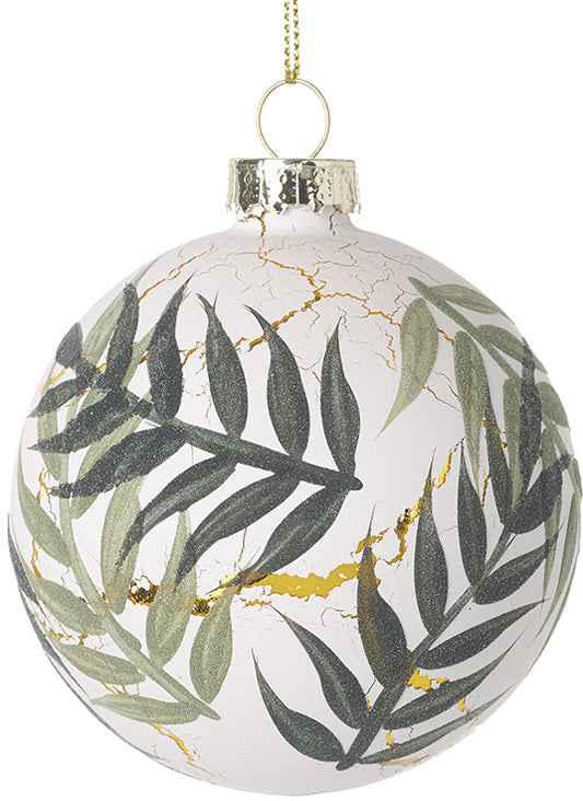 Gold & Green Leaf Bauble