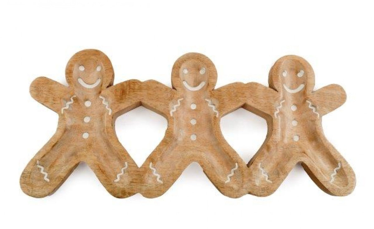 Wooden Gingerbread Trio Platter