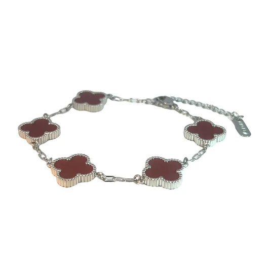 Burgundy Four Leaf Clover Bracelet