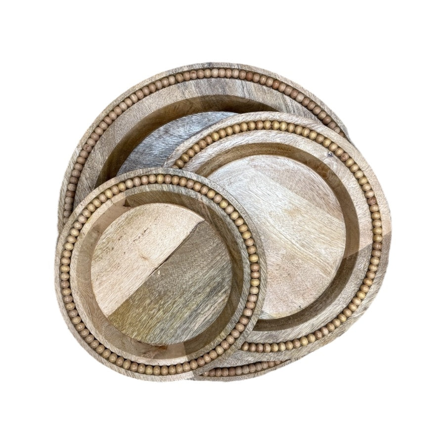 Round Wooden Beaded Plate