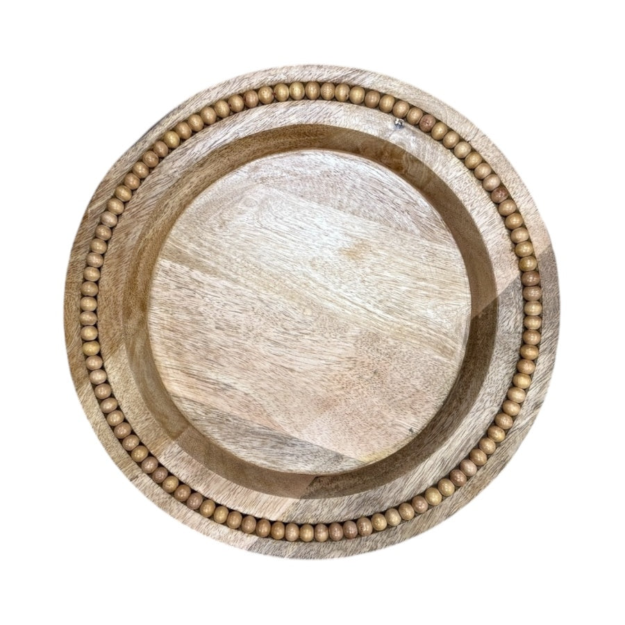 Round Wooden Beaded Plate