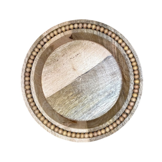 Round Wooden Beaded Plate