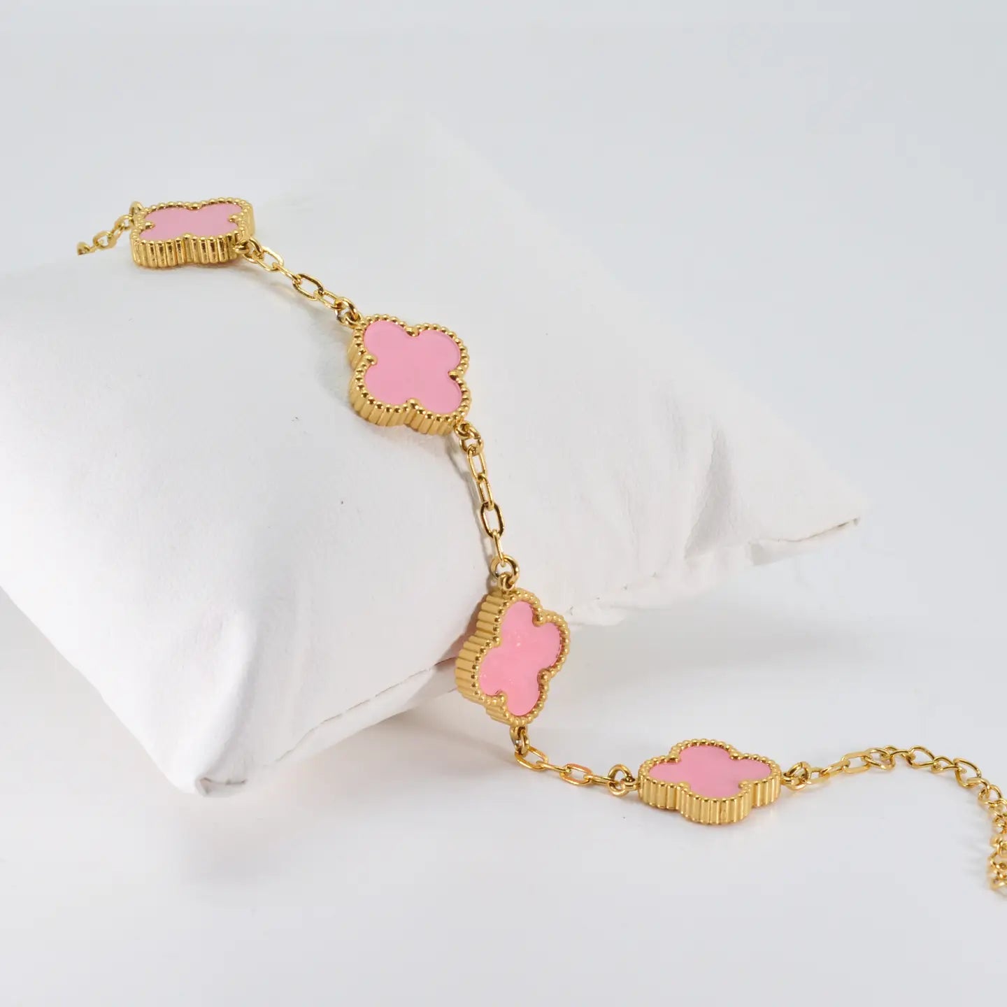 Pink Four Leaf Clover Double Sided Bracelet