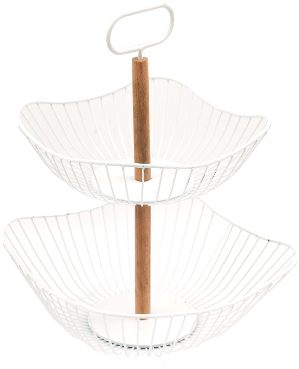 White Two Tier Metal Basket