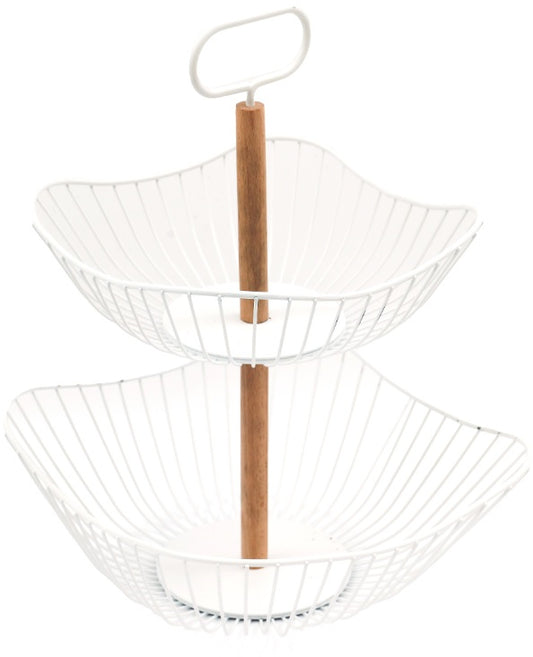 White Two Tier Metal Basket